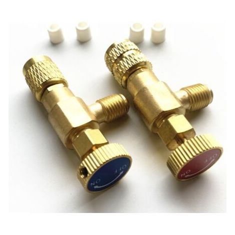 Lot de 2 adaptateurs de remplissage réfrigérant R410A R22 – Soupape de sécurité – Connexion rapide – Haute résistance 130mm x 70mm (1/5)