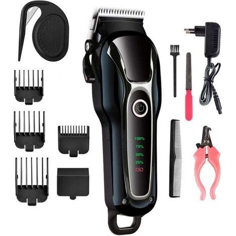 Professional Dog Clippers, Cordless Electric Dog Clipper Kit for Long and Thick Hair, Professional Pet Clippers for Dogs and Cats, Pet Grooming Kit, Safe Sharp Blade, Low Noise (1/4)