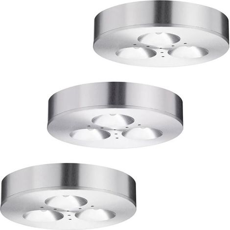 Lot de 3 spots LED encastrables pour meubles Plafonniers en saillie Alu brossé 935.46 (1/5)