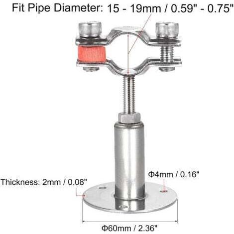 NALOOKAMIC  2Pcs Acier Inoxydable Colliers De Serrage à Support De Tuyau RéGlable, Support De Tuyau à Montage Mural,Pour Un DiamèTre De 15-19MM, Pour La Fixation De Tuyaux, De Tubes, De Tiges Etc.