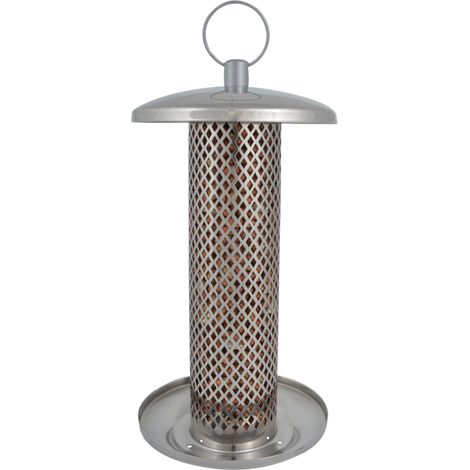 Mangeoire silo pour oiseau en Inox - Argenté - D 14,1 x H 30,8 cm - Livraison gratuite (1/3)