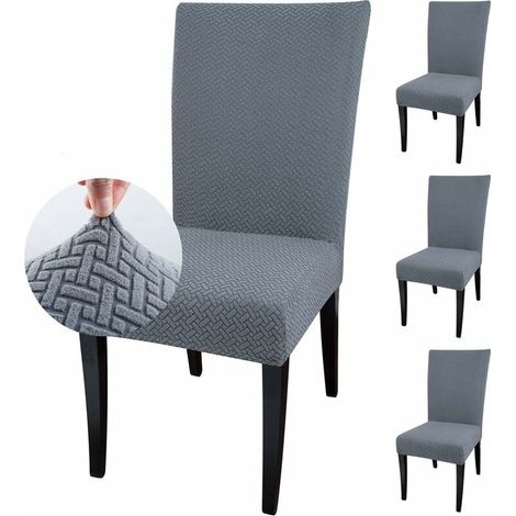 Housses de Chaise de Salle à Manger Ajustement Extensible élastique Universel Lavable Housse de Chaise (Gris)4 Pack (1/5)