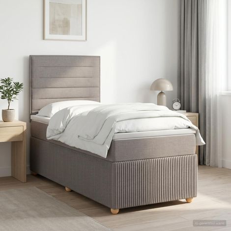 vidaXL Lit boxspring avec matelas Taupe 90 x 200 cm Tissu (1/5)