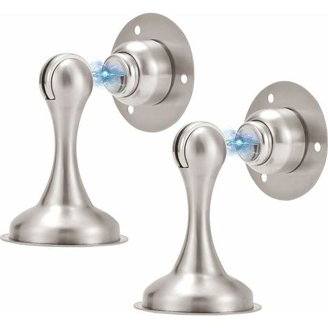 Magnetic Door Stopper Brushed Nickel No Drill Double-Sided Adhesive Tape Magnet Door Stop Magnet Door Stopper Hold Door Open Magnetic Door Holder Door Stopper Magnetic Door Stop 2 Pack (1/5)
