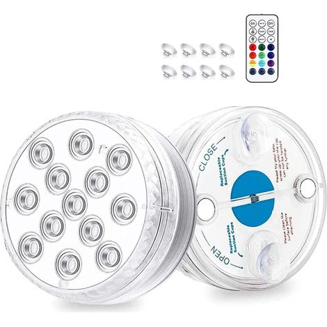 Waterproof Submersible LED Light, IP68 Multi-Color Underwater Pool Lights with Remote Control Bathtub Lights for Aquarium Bathtub Pool Garden Waterscape Decoration (2 Pack)