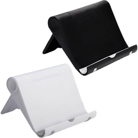 Lot de 2 supports de téléphone portable, pliables, réglables, compatibles avec les smartphones (blanc + noir) (1/5)