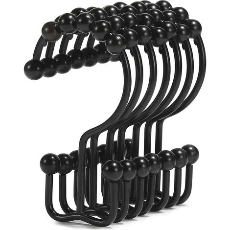 12pcs Bathroom Hook Shower Curtain Hooks, Shower Curtain Rings, Rustproof Stainless Steel Shower Curtain Hooks (1/5)