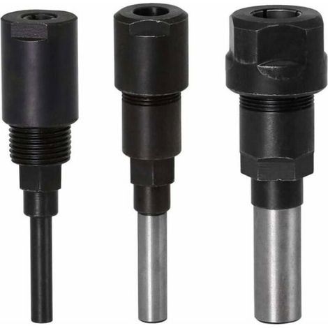 Extension De Collet De Routeur - Acier - Compatible Tiges 1/4 Pouces 1/2 Pouces 8 Mm - Pour Fraisage Bois Gravure - Lot De 3 (1/3)
