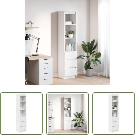 Rangement salle à manger - Buffet haut blanc 37,5x35x180 cm bois d'ingénierie (1/5)