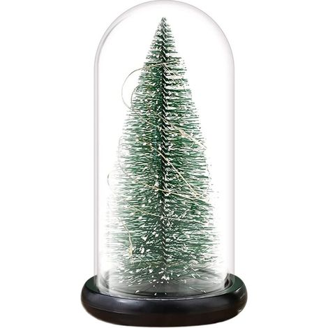 Arbre Lumineux LED - Dôme En Verre Borosilicaté - Base En Bois - Décoration Intérieure Noël Fête Mariage - 1 Pièce (1/5)
