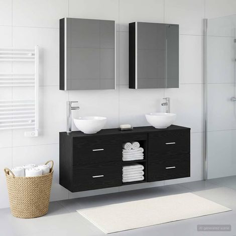 vidaXL Juego de Muebles de Baño 5 uds. Roble Negro (1/5)