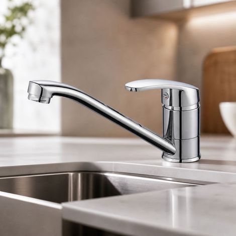 Robinet de cuisine en laiton, mitigeur eau chaude et froide, bec long 240mm, cartouche céramique durable, pour évier (1/5)