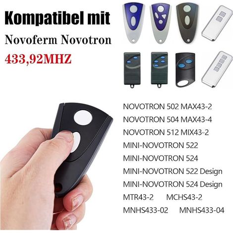 Hansender Garagentoröffner kompatibel mit Novoferm Tormatic Novotron 502 MAX43-2/512 MIX43-2 Fernbedienung für Novomatic/Tormatic/Novoport/Siebau/Feryn Garagentoröffner, 2 Stück (1/4)