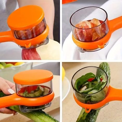 Éplucheur avec boîte de rangement, Éplucheur de fruits et légumes avec récipient, Éplucheur multifonction en acier inoxydable double face pour cuisine domestique (C-2pcs Mix) (1/3)