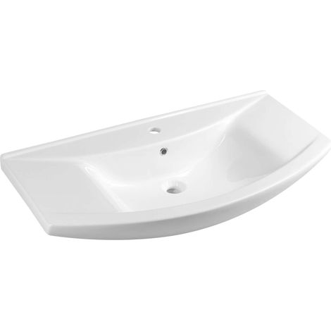Aqualine Zero - Möbelwaschtisch 97x51 cm, mit Überlauf, Hahnloch, weiß 6095 (1/4)