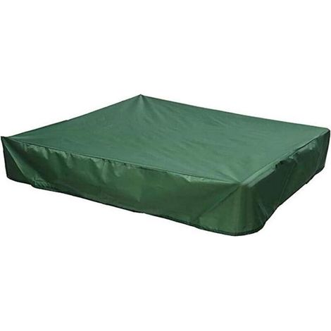 Couverture de Bac à Sable avec Cordon de Serrage Housse de Bac à Sable étanche à la Poussière Bâche de Protection, Vert (150x150 cm) (1/5)
