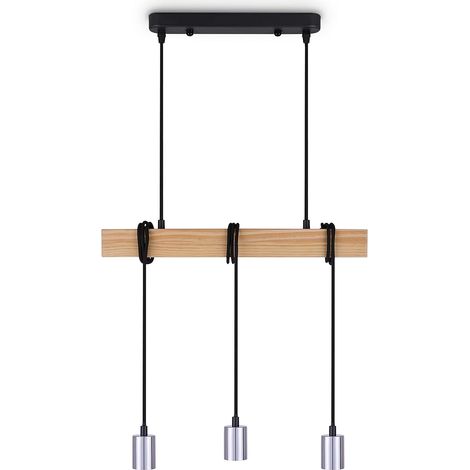 Paco Home Lámpara De Suspensión  Colgante Salón Comedor Cocina Vintage E27 Cromo, Lámpara colgante 3xE27
