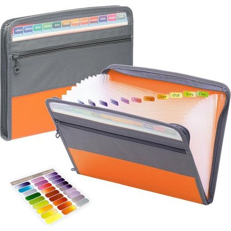 Chemise de projet, chemise de tri, format A4, 13 compartiments zippés avec séparateurs, chemise de documents, chemise de travail, chemise de rangement portable pour documents et (1/5)