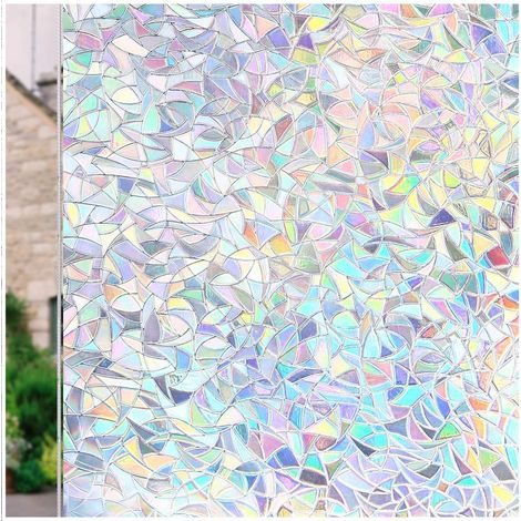 GROOFOO 2PCS Film pour Fenetre Anti-UV 3D Arc-en-Ciel Effet pour Vitre Film Vitrage Fenêtre Non Adhesif Film Autocollant Vitre Decoratif pour Maison Bureau Chambre Portes 90x 200 CM