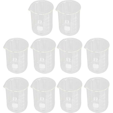 10-teiliges wissenschaftliches Becherglas-Set (250 ml) mit großem Fassungsvermögen und transparenter Skala für Experimente