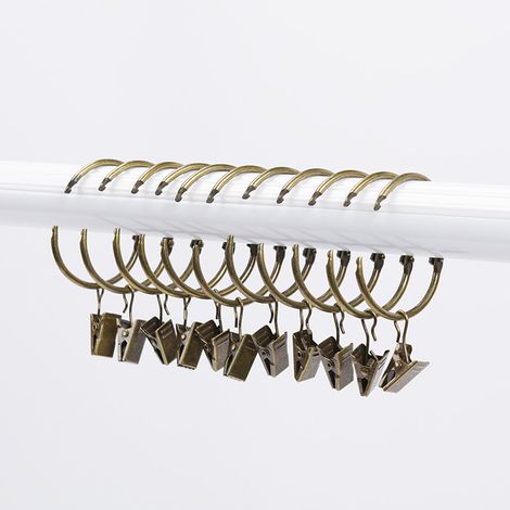Rideau Crochets Anneaux Douche Crochets décoratifs de Rideau de Douche Glissement Crochets Black-36 Pcs, bronze vert