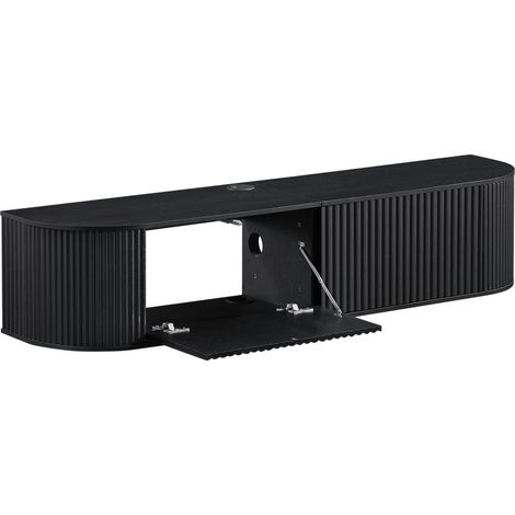 Mueble TV flotante con almacenaje 140 cm negro OKMYHOME (1/2)