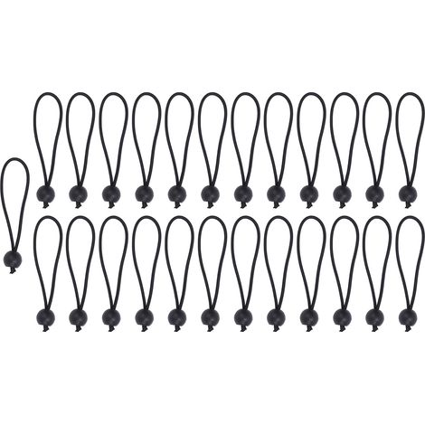 Lot de 25 tendeurs élastiques de 15 cm et 3,5 mm de diamètre, pour bâche, tente de camping, rangement, attache et câble. (1/5)