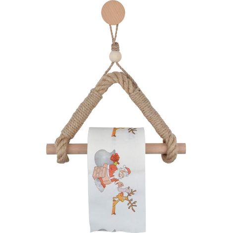 1 Porte-papier toilette, corde de jute, bois naturel, fixation adhésive ou vis, salle de bain style rustique (1/5)