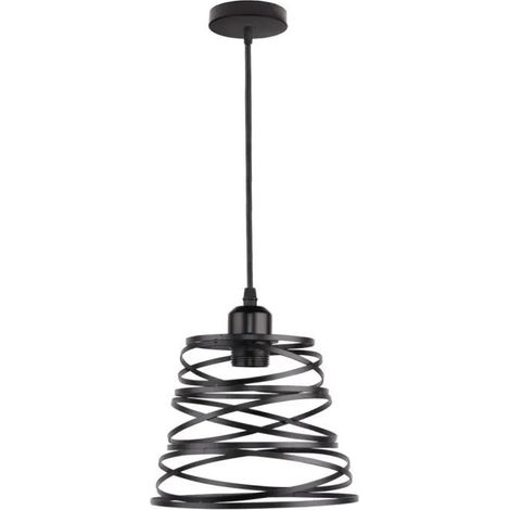 Industrielle Lustre Suspension en Métal Lampe Luminaire Vintage Noir (1/4)