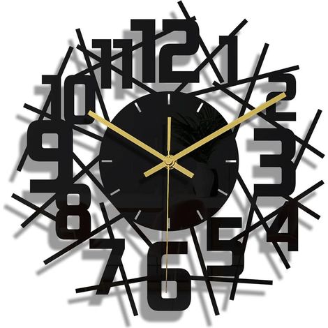 Horloge Murale à Cadre Rond Noir DIY Silencieuse Design Moderne 30CM (1/5)