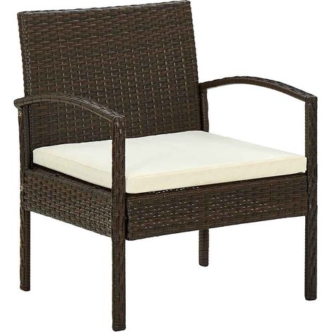 Chaise de jardin avec coussin-Chaise de terrasse-Chaise d'extérieur Résine tressée Marron (1/5)
