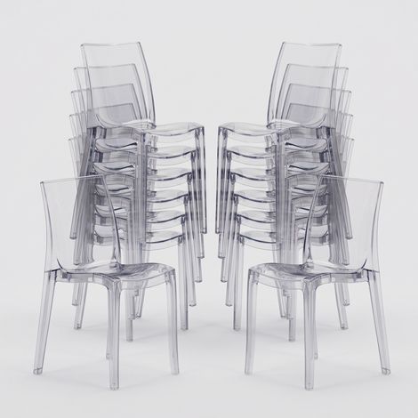 18 Silla de diseño transparente de cocina y comedor Cristal Light - Transparente (1/5)