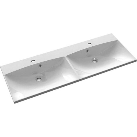 Sapho Maria - Lavabo doppio da mobile 120x46 cm, 2 fori per miscelatore, bianco MA120