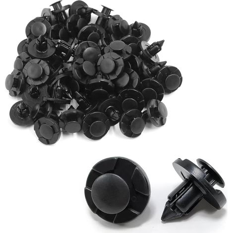 50er-Pack Stoßstangenclips – Robustes Kunststoffmaterial – 8-mm-Befestigungsloch – Für Nissan und ähnliche Fahrzeuge – Schwarz (1/5)