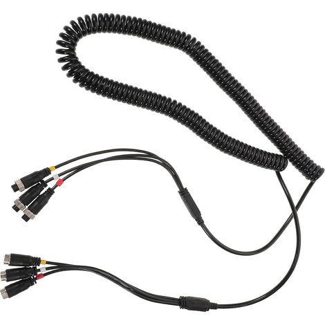 Câble D'extension pour Caméra de Recul 3 Broches à 3 Broches, Câble Spiralé Télescopique en Alliage et Plastique, Support Multi-caméras, pour Enregistreur de Voiture et Remorques (1/5)