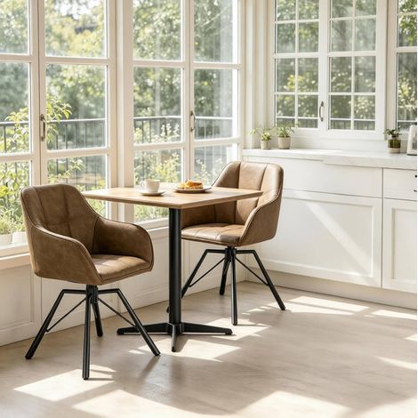 Chaise salle manger pivotante 360° simili cuir marron OKMYHOME (1/5)