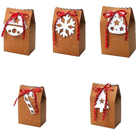 5 boîtes cadeaux de Noël en papier kraft