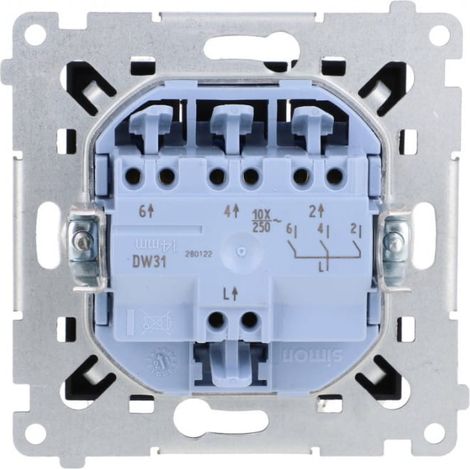 Interruttore triplo Simon 54 (modulo) 10AX 250V con connettori rapidi, nero opaco DW31.01/49