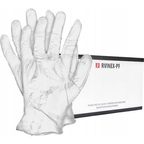 Guantes desechables de vinilo L reis rvinex sin polvo transparentes (1/3)