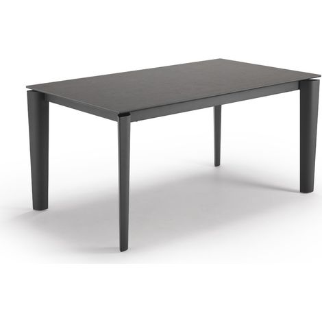 Tavolo Allungabile Horus - Top in ceramica effetto pietra ruggine e struttura in metallo antracite - Stones (1/2)