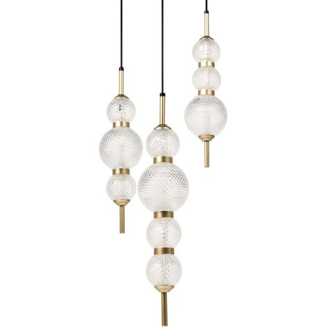 LED Pendant Lamp Gold Glass Shade Metal Base Glam Style Ambient Light Living Room Bedroom ARAS (1/5)