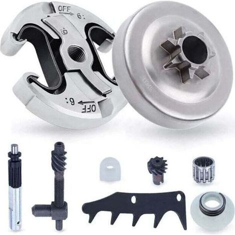Kit de Pignon pour Husqvarna 445 445II 450 450II Tronçonneuse, 325 Pignon (7 dents) avec Embrayage + Griffe + Pompe à Huile + Roulement Pièces de Rechange Accessoire