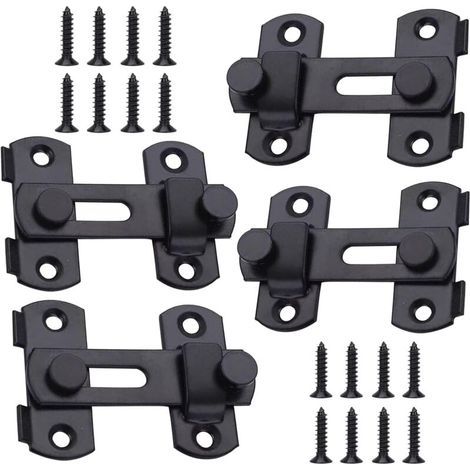 Lntyq 4 Pièces Verrou de Porte Coulissante Interieure, Petite Serrure de Porte Sécurité, Loquet de Porte en Acier Inoxydable, Serrure Porte en Acier Inoxydable Loquet, pour Fenêtre, Jardin et Porte (1/5)