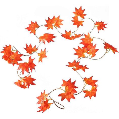Guirlande de feuilles artificielles pour décoration, 4 feuilles d'érable rouges (1/5)