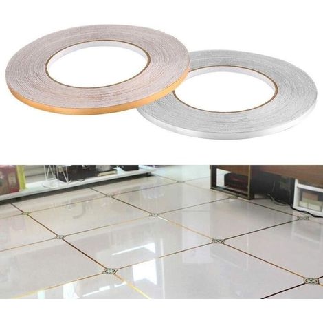 Ruban Anti-moisissure pour Carreaux de céramique, 50 mètres d'autocollant imperméable à l'eau de Joint d'étanchéité de Bande de Bande de Joint de beauté de carrelage au Sol (Argent, 5mm) (1/5)