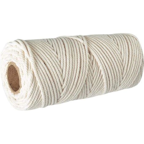 UlisemCorde Coton Macramé 3mm, 100m Fil de Coton,100% Naturel Fil de macramé,Ficelle Corde de Tressée DIY de Tapisserie de Plante Cintre de Drapeau de Table de Décoration Artisanat Suspendues
