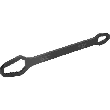 Clé auto-serrante bi-extrémité universelle réglable 8-22 mm en acier chrome-vanadium noire pour réparation auto 1 pièce (1/5)