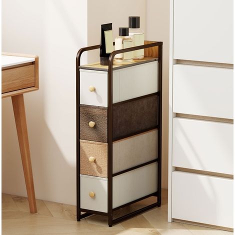 Kommode schmal mit 4 Schubladen Stoff 20x47x84,5 cm OKMYHOME (1/4)