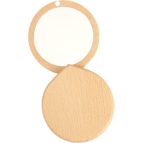 Miroir cosmétique miroir cosmétique miroir de poche compact en bois pour voyage petit mini pliable sac à main double face rond