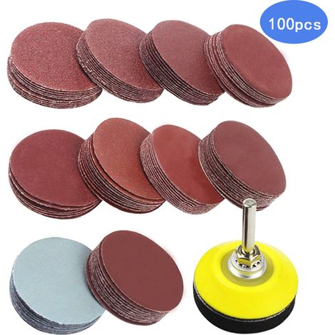 100 Pièces Disques Abrasifs 50mm Disques de Ponçage Grain pour Meulage Fraisage Gravure (1/4)